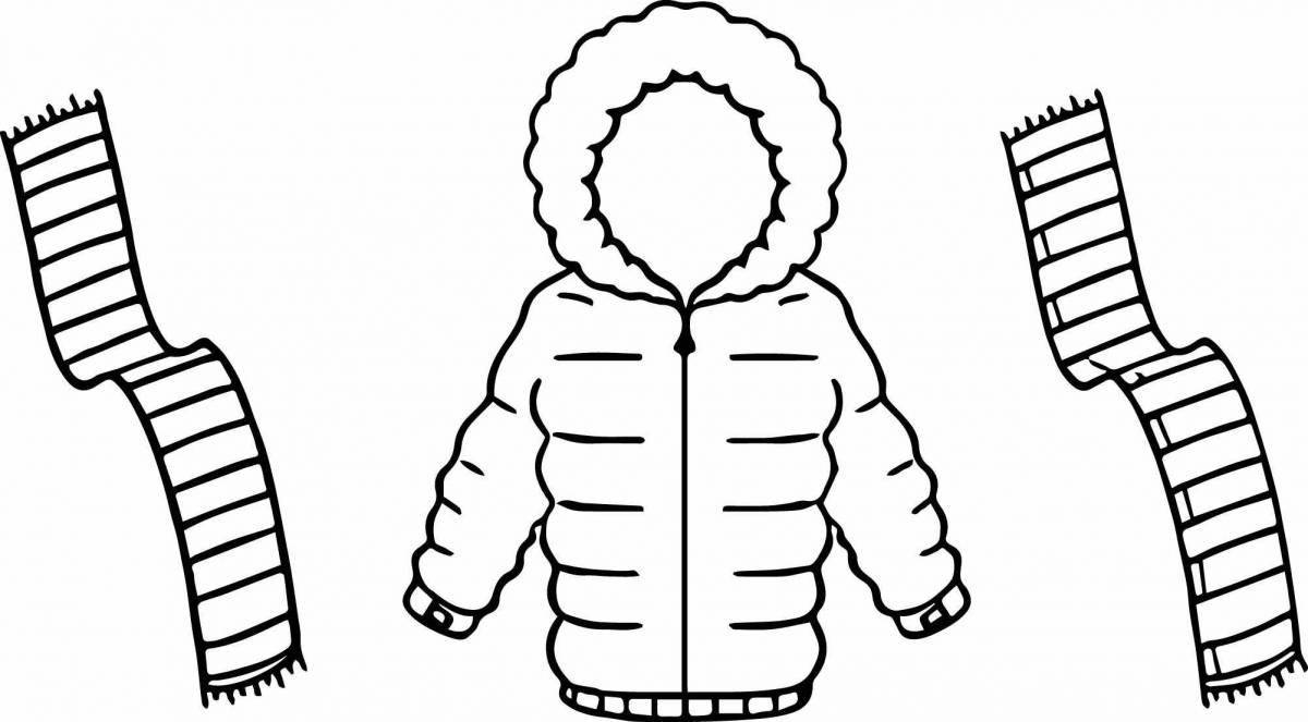 Playful coloring children's winter clothes