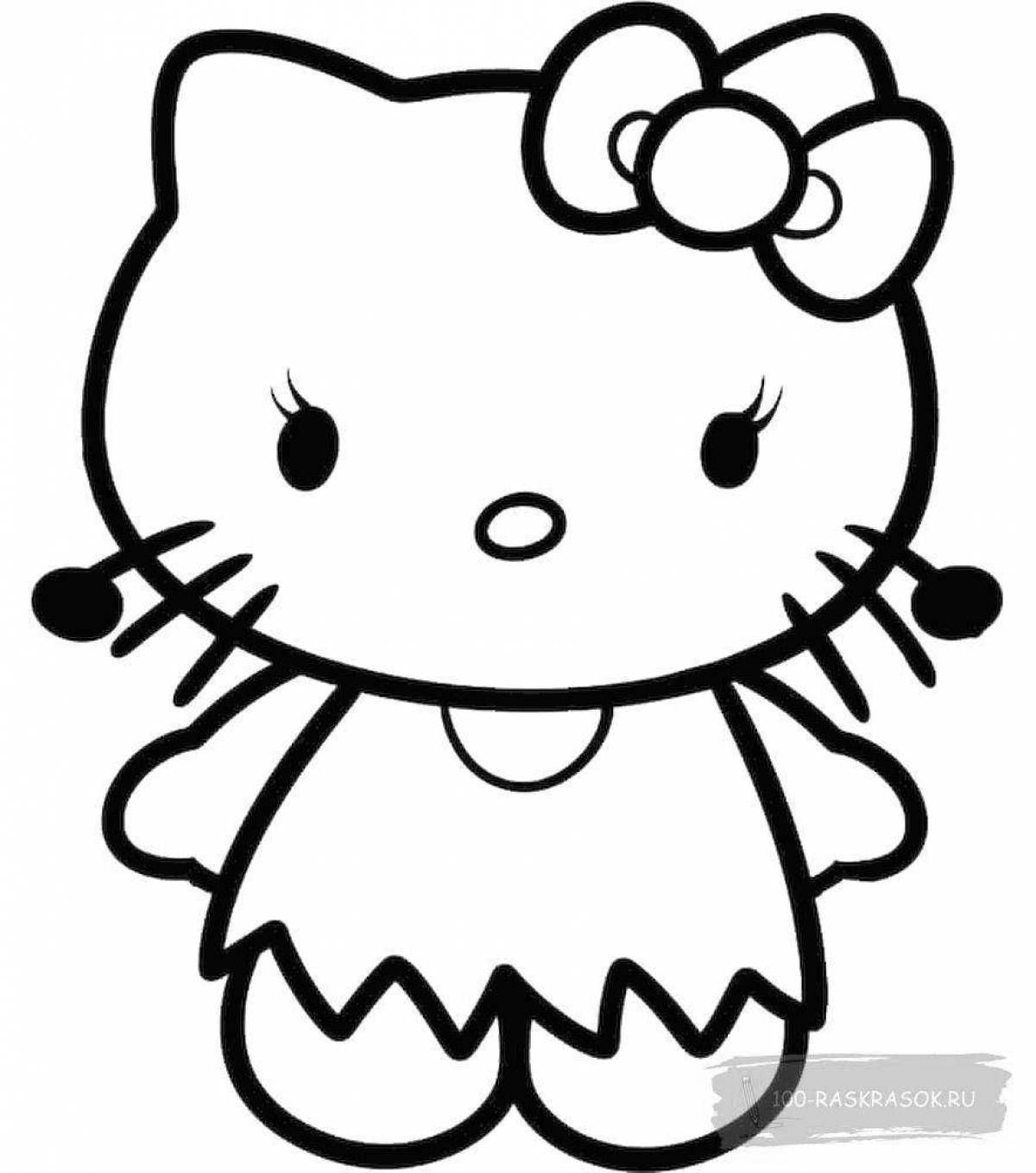 Cute hello kitty with heart coloring book