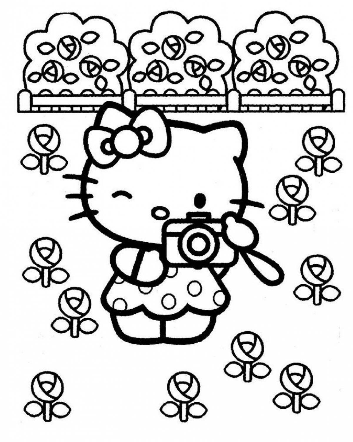 Playful coloring hello kitty with a heart
