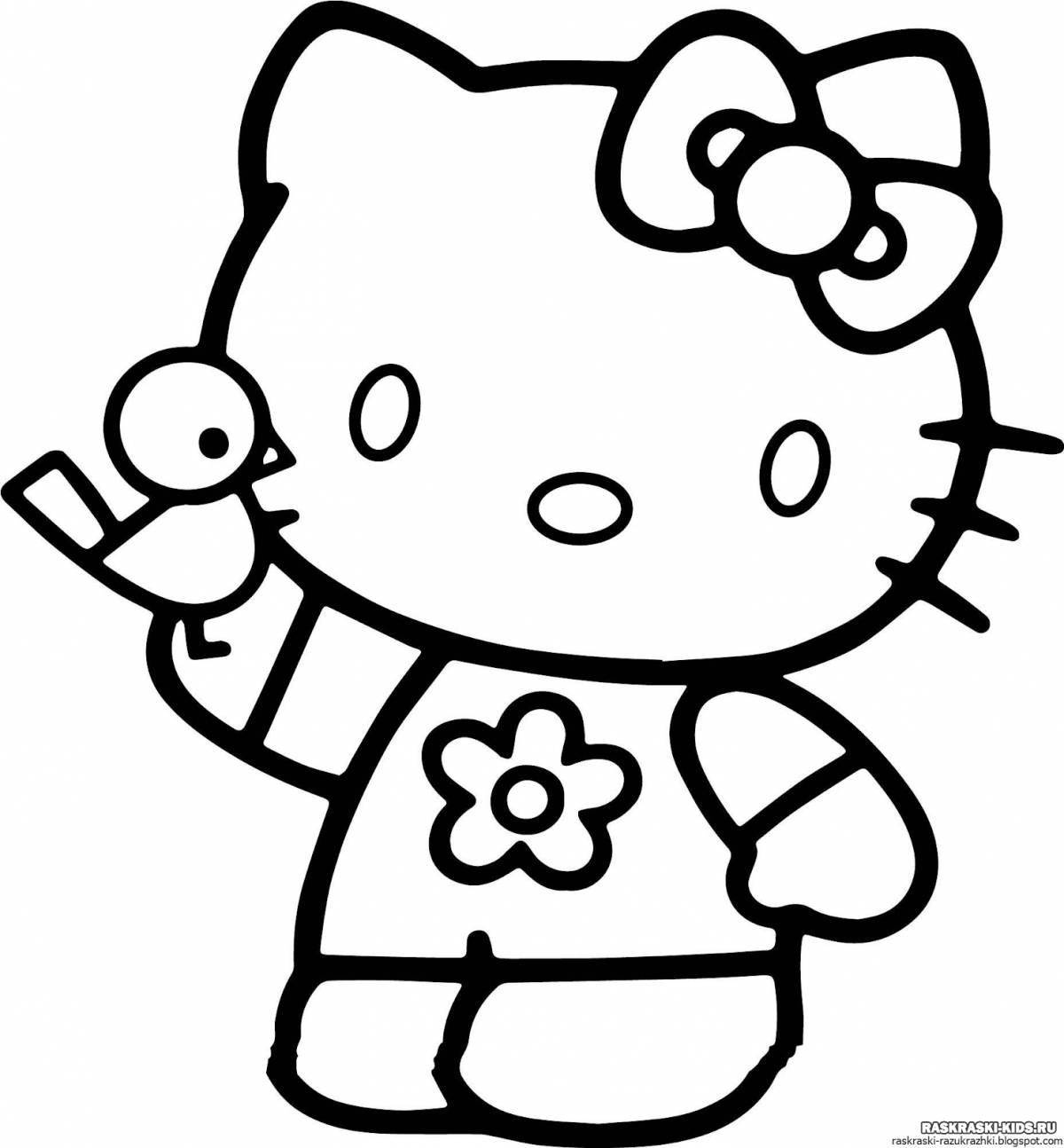 Cute hello kitty coloring with heart