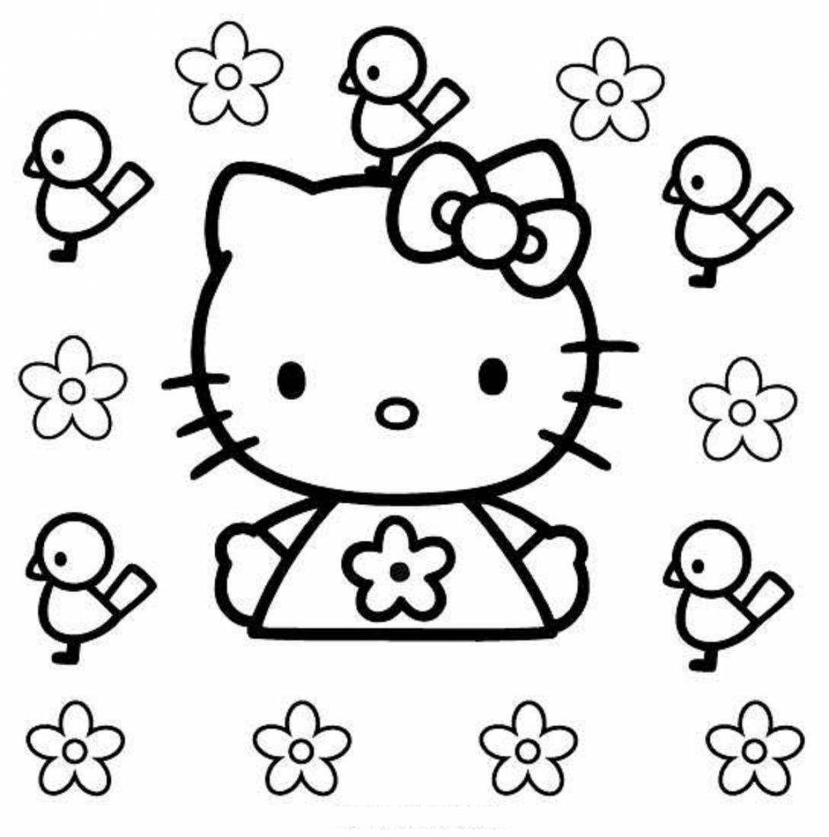 Colorful hello kitty coloring book with heart
