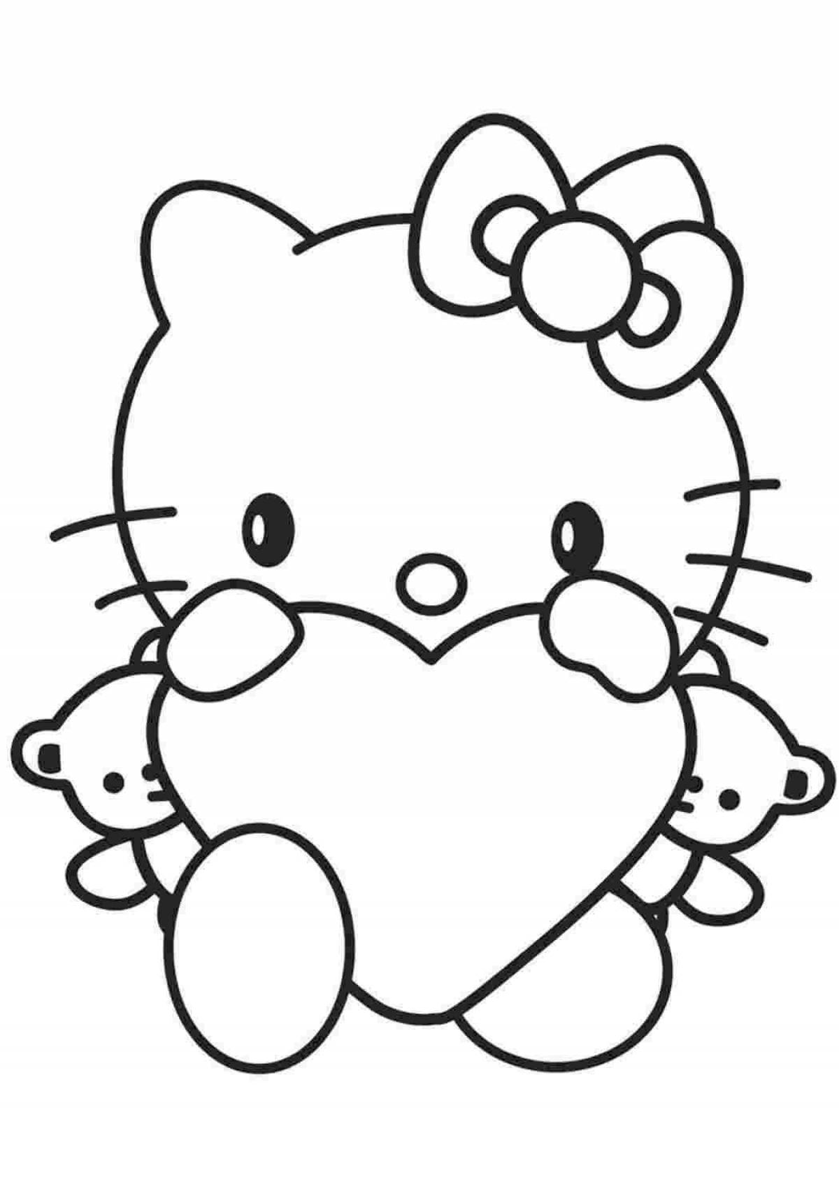 Hello kitty angel coloring with heart