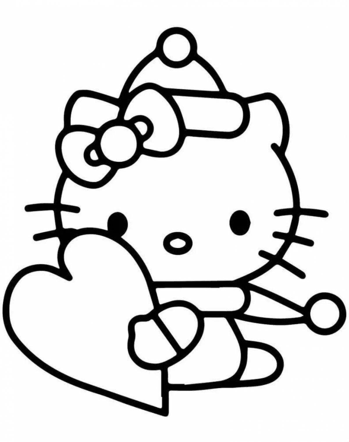 Hello kitty funny coloring book with heart