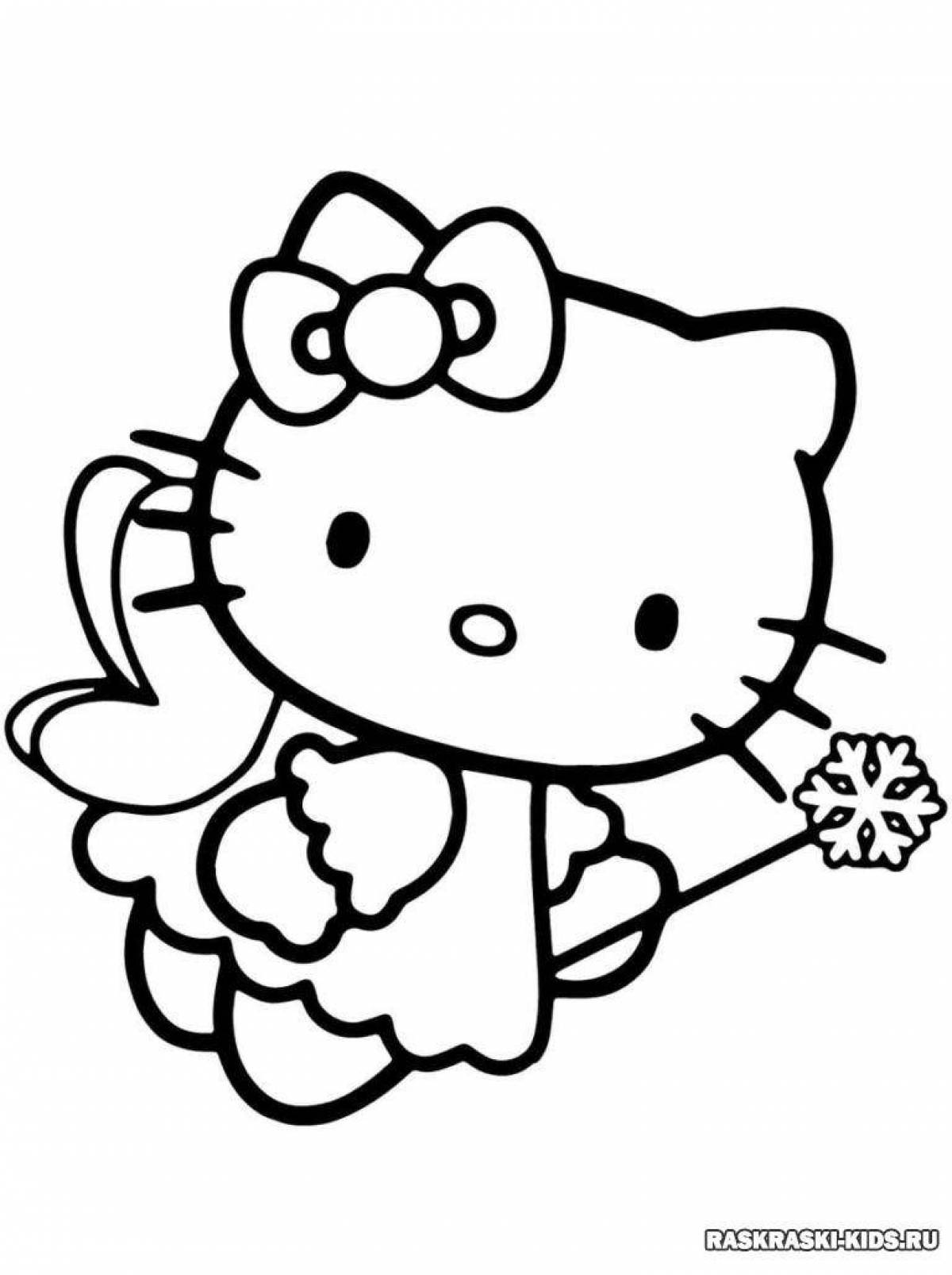 Причудливая раскраска hello kitty с сердечком