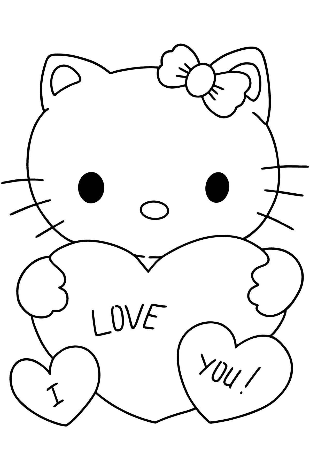 Perfect coloring hello kitty with heart