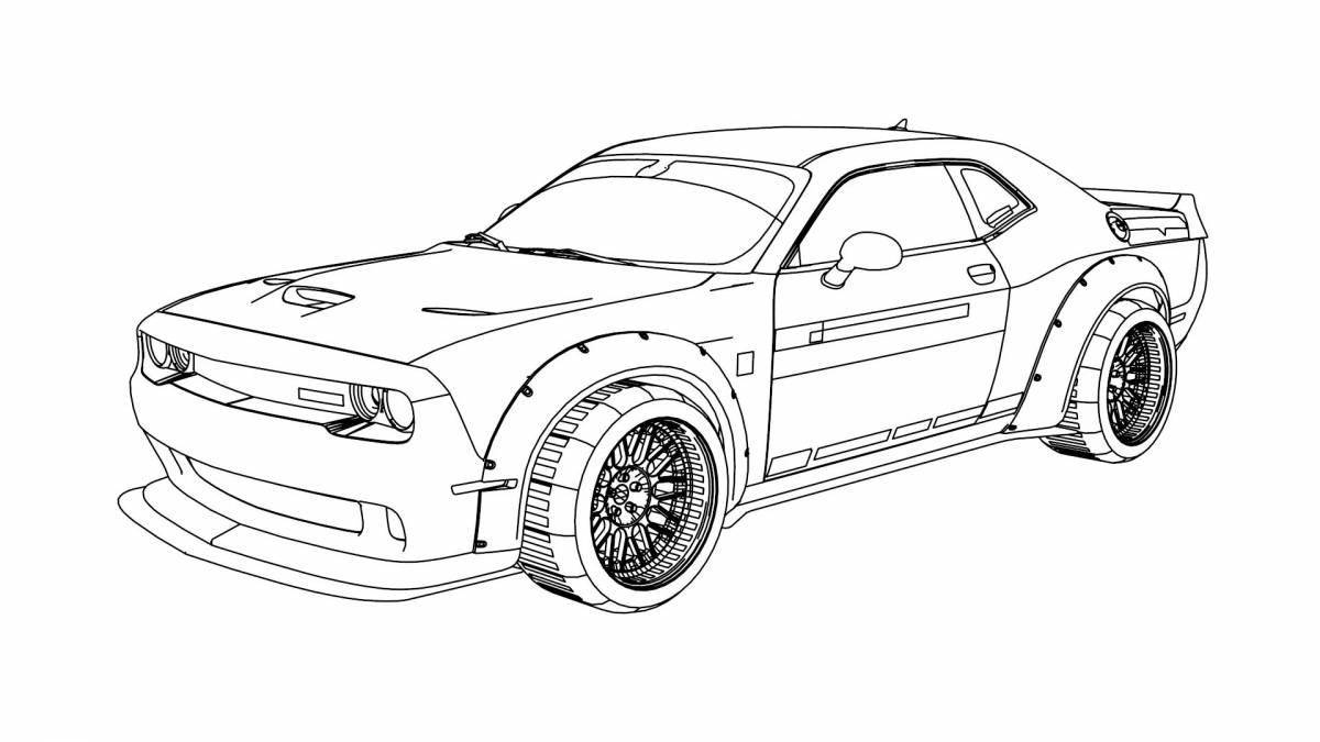Radiantly coloring page dodge charger from afterburner