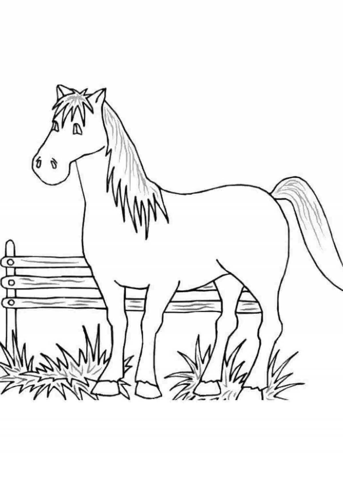 Great coloring pages grazing horses