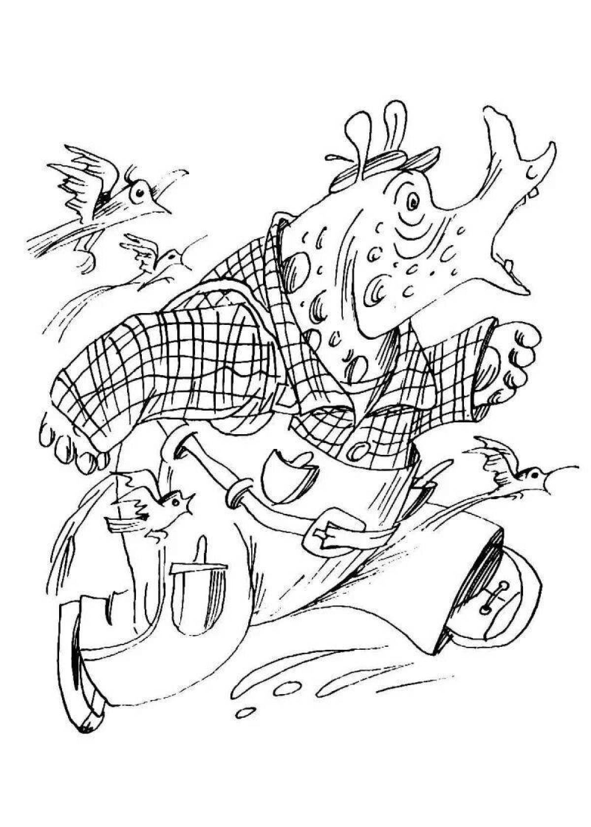 Charming coloring of the fairy tales of Korney Chukovsky