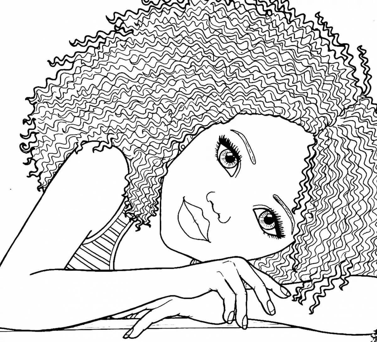 Color-crazy coloring page for girls 14 years old, modern style