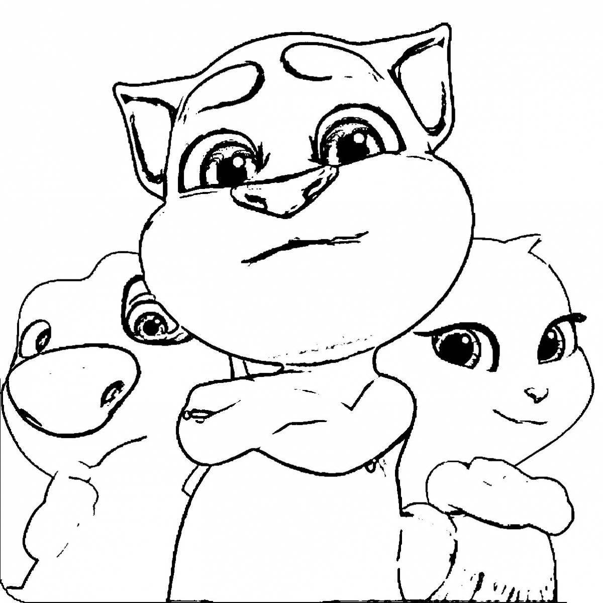 Animated coloring pages of tom and angela the cat