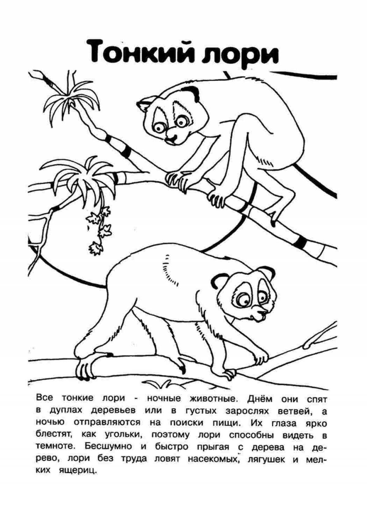 Joyful animals from the red coloring book for kids