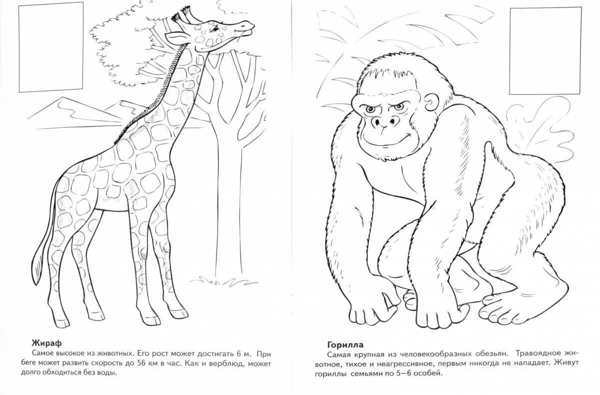 Bright animals from the red coloring book for kids