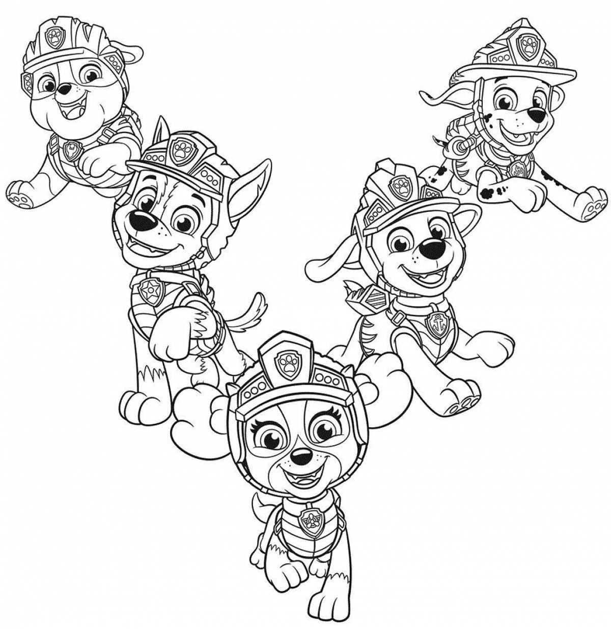 Cute paw patrol puppies coloring page