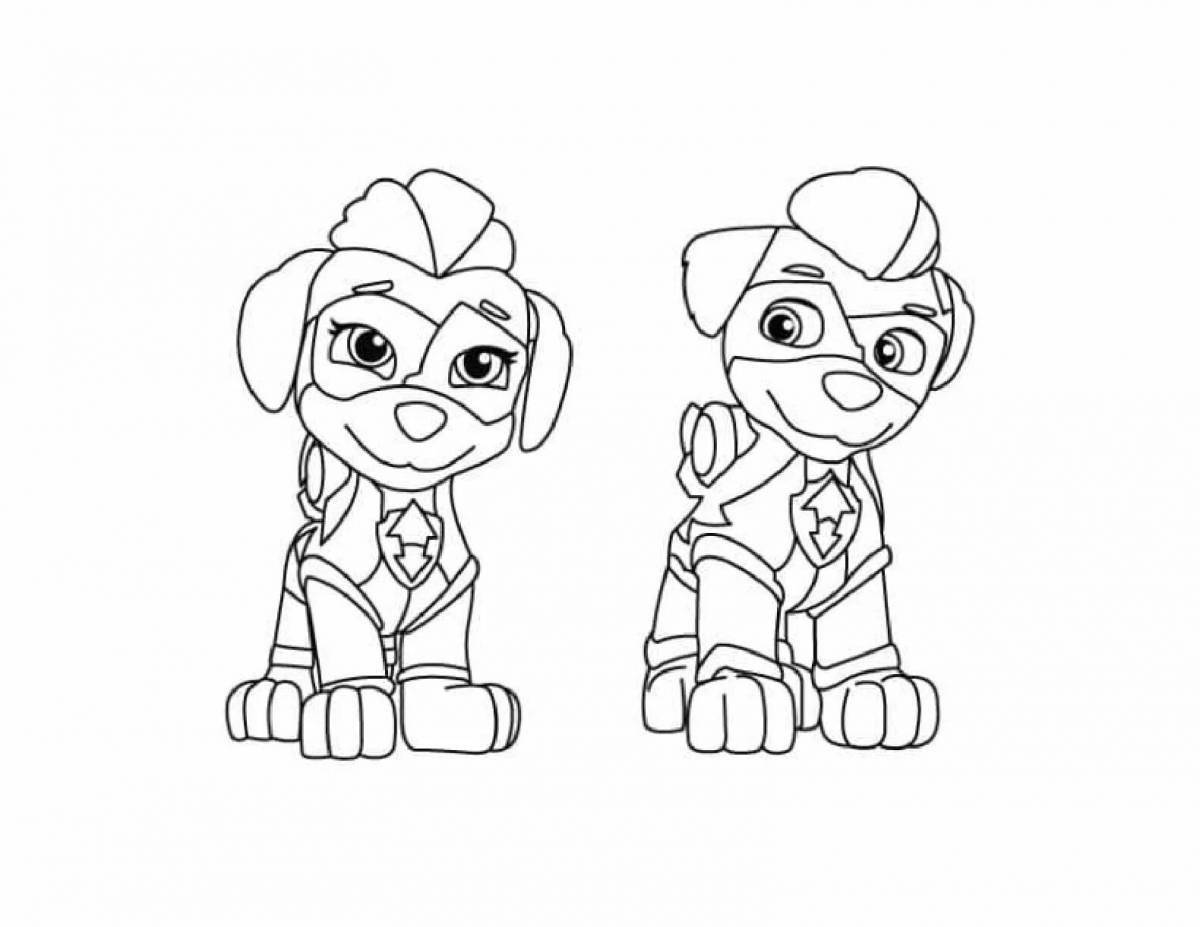 Coloring page cute paw patrol puppies