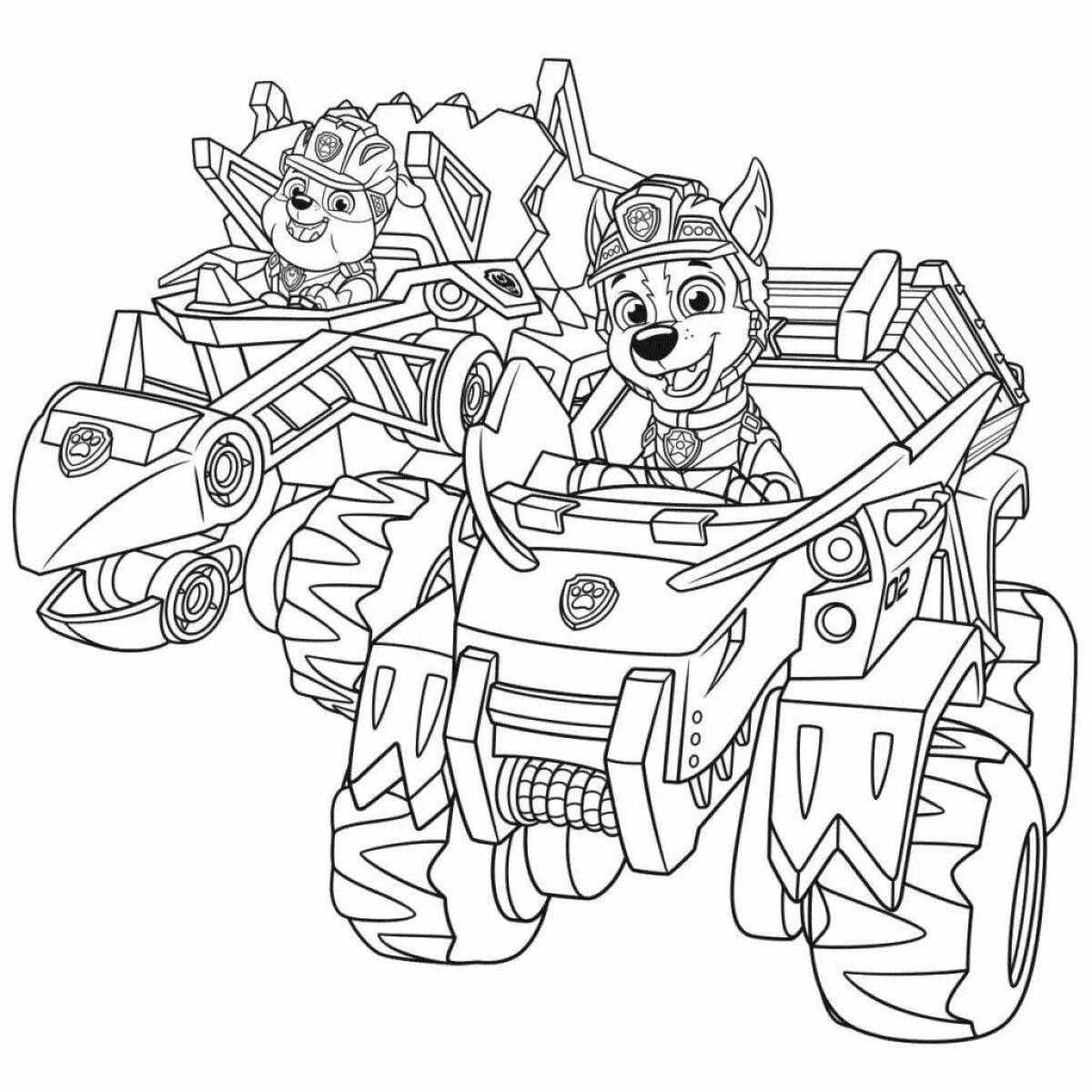 Coloring page funny paw patrol puppies
