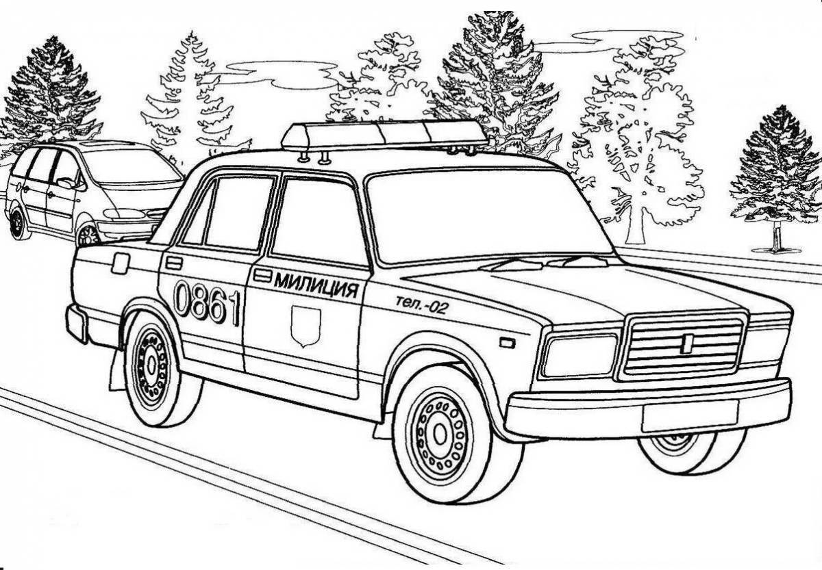 Coloring page dazzling police car for boys