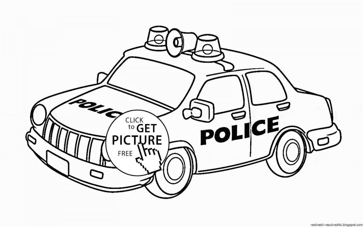 Playful police car coloring page for boys