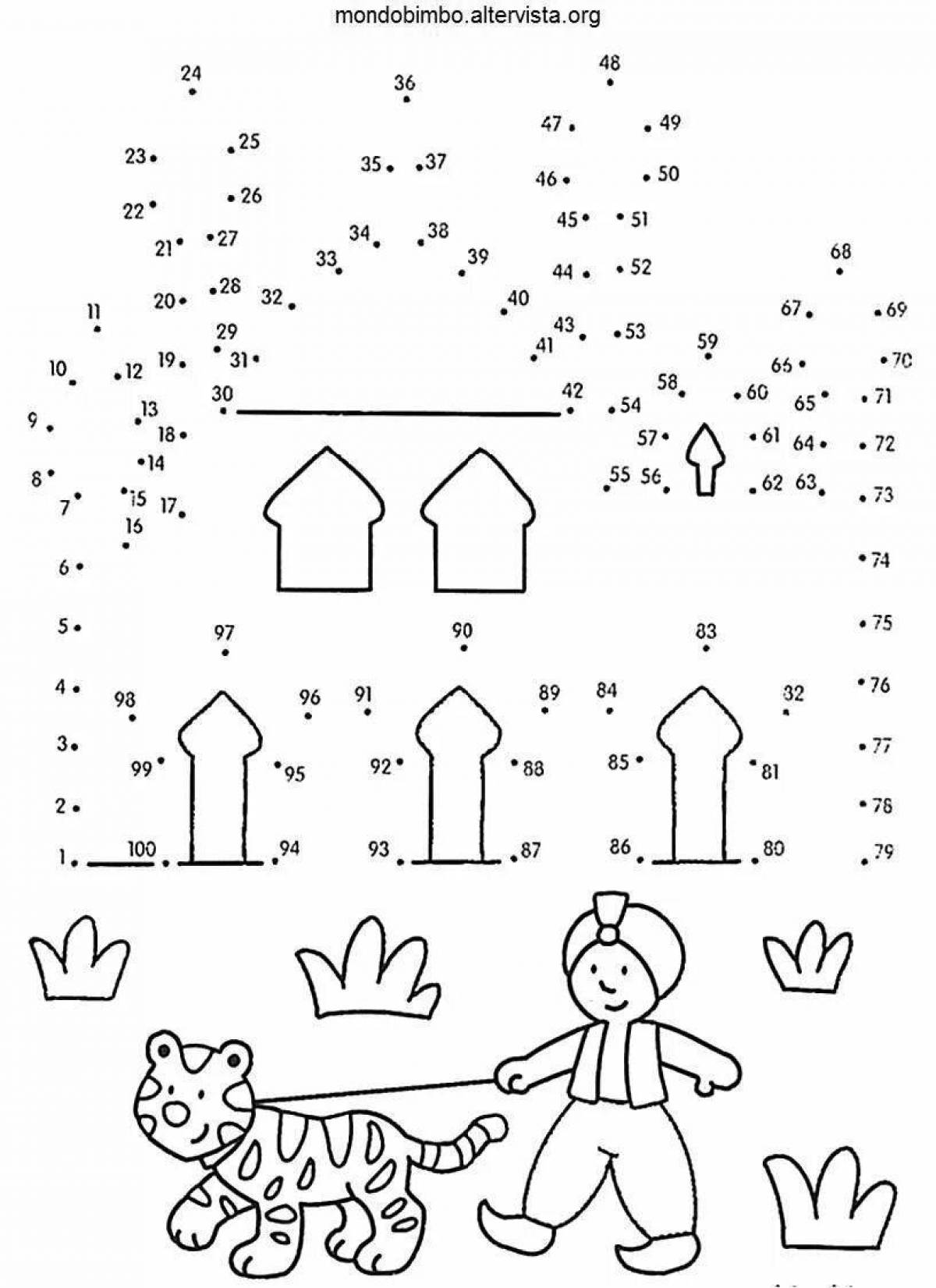 Creative math coloring book for grade 1 by points