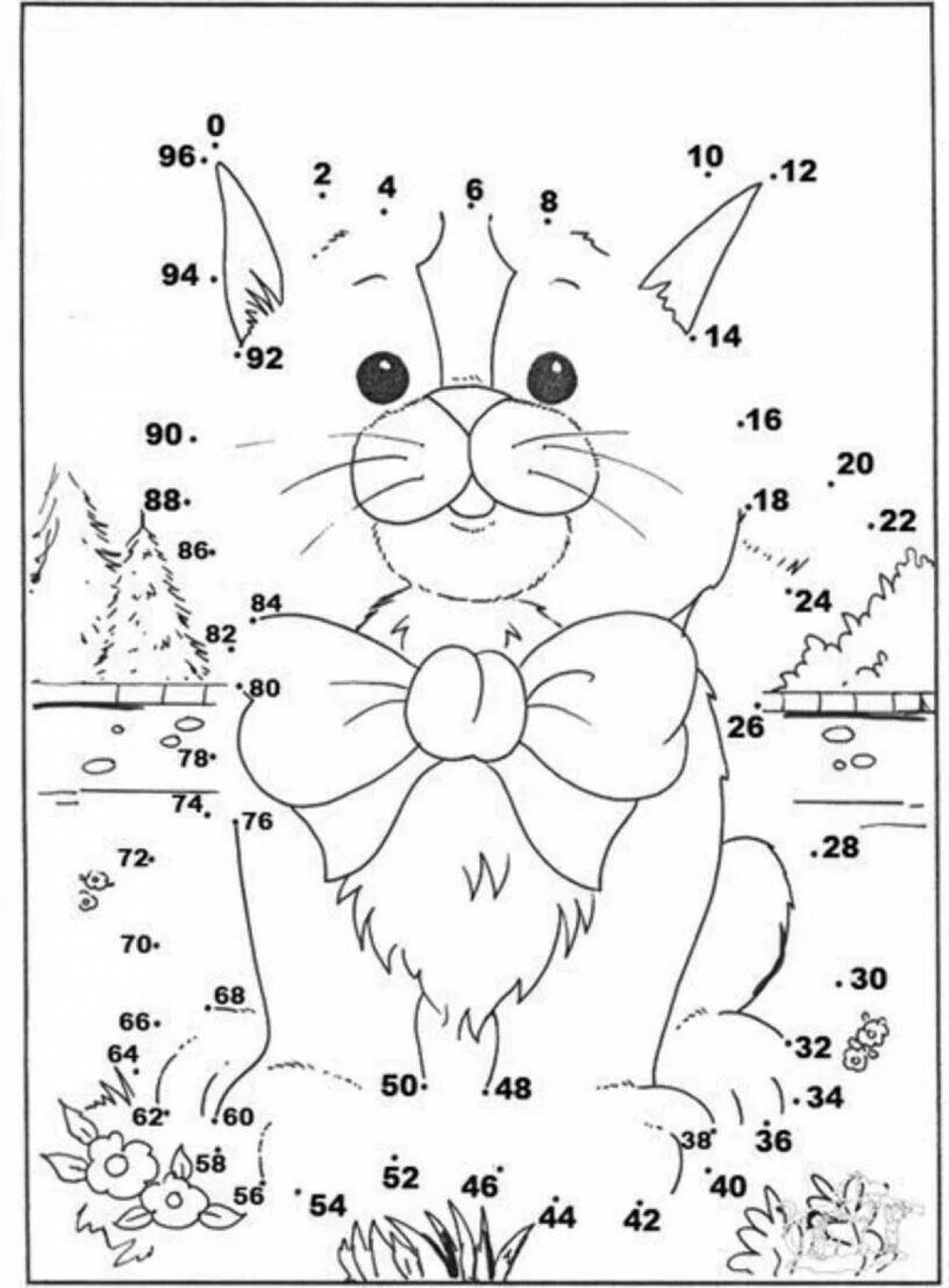 Interesting math coloring book for grade 1 with points