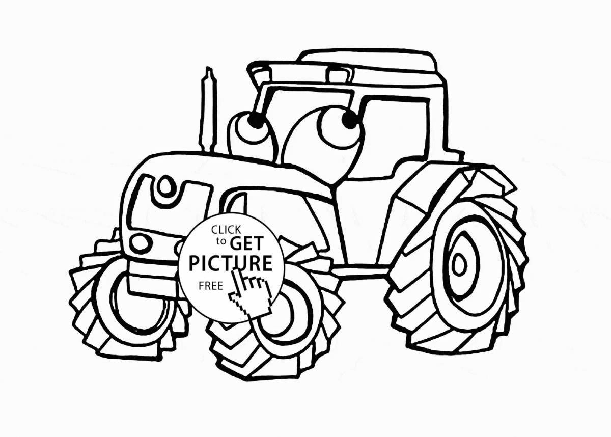 Coloring page cheerful blue tractor