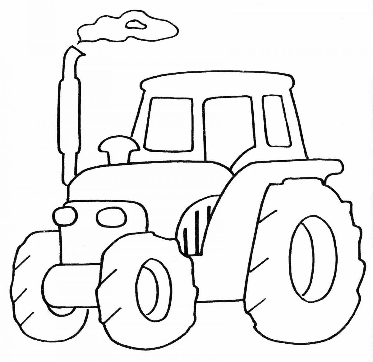 Playful blue tractor coloring page