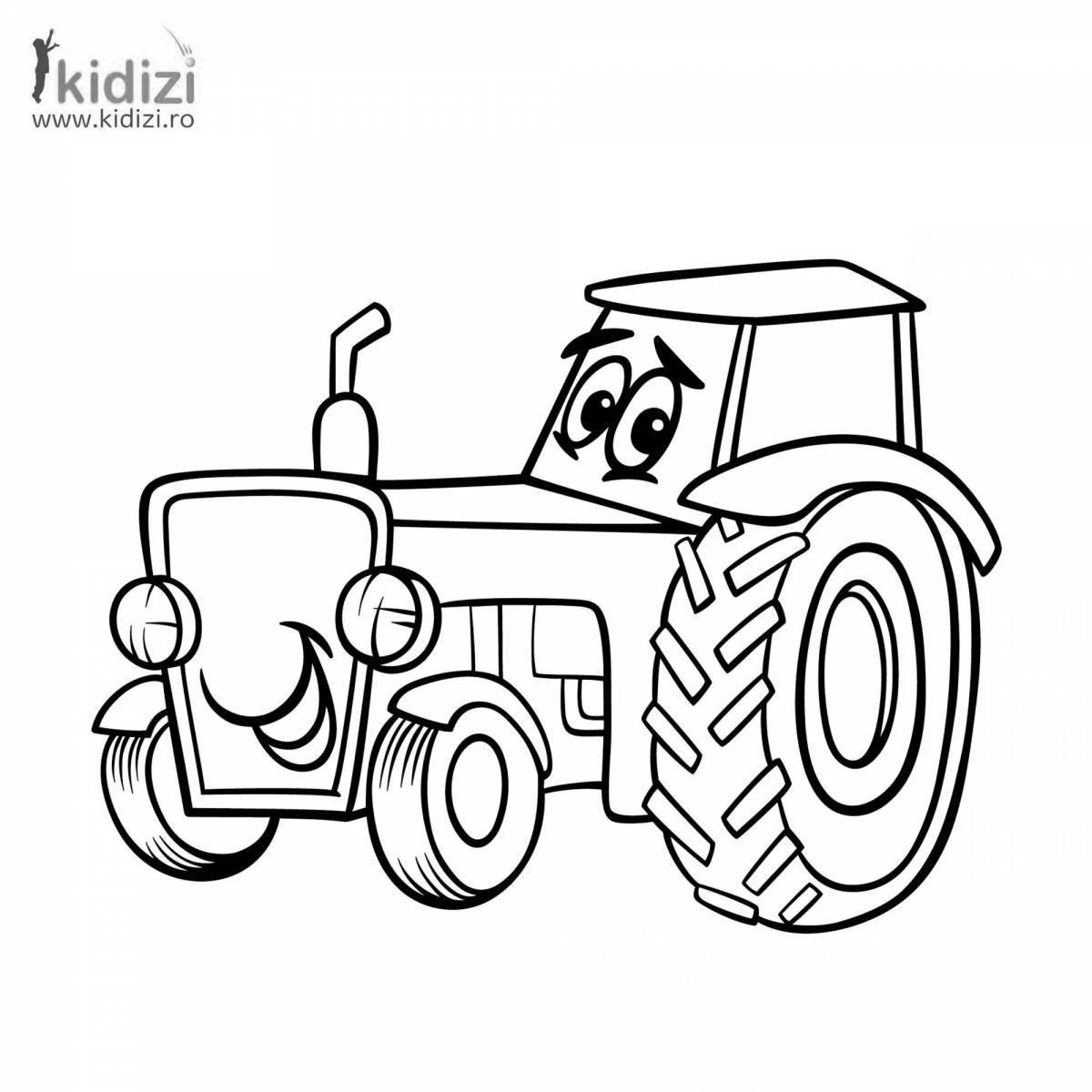 Animated blue tractor coloring page