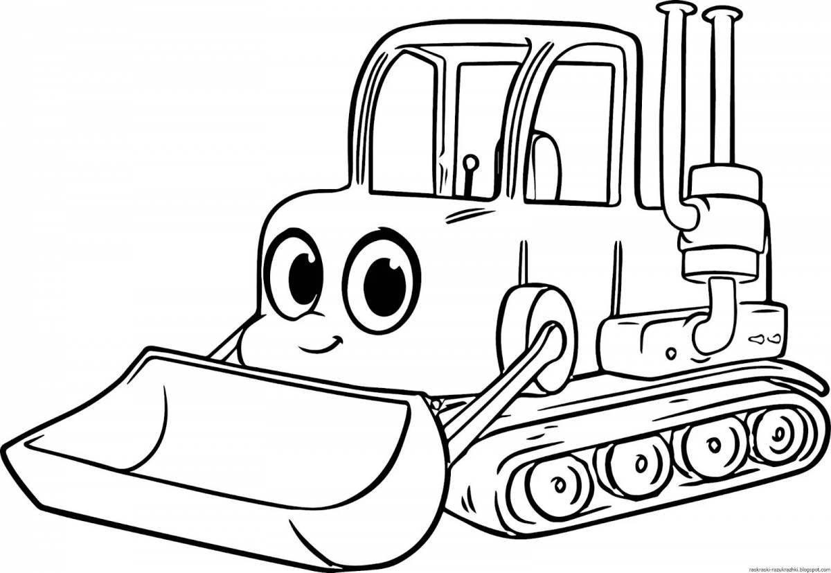 Adorable blue tractor coloring page