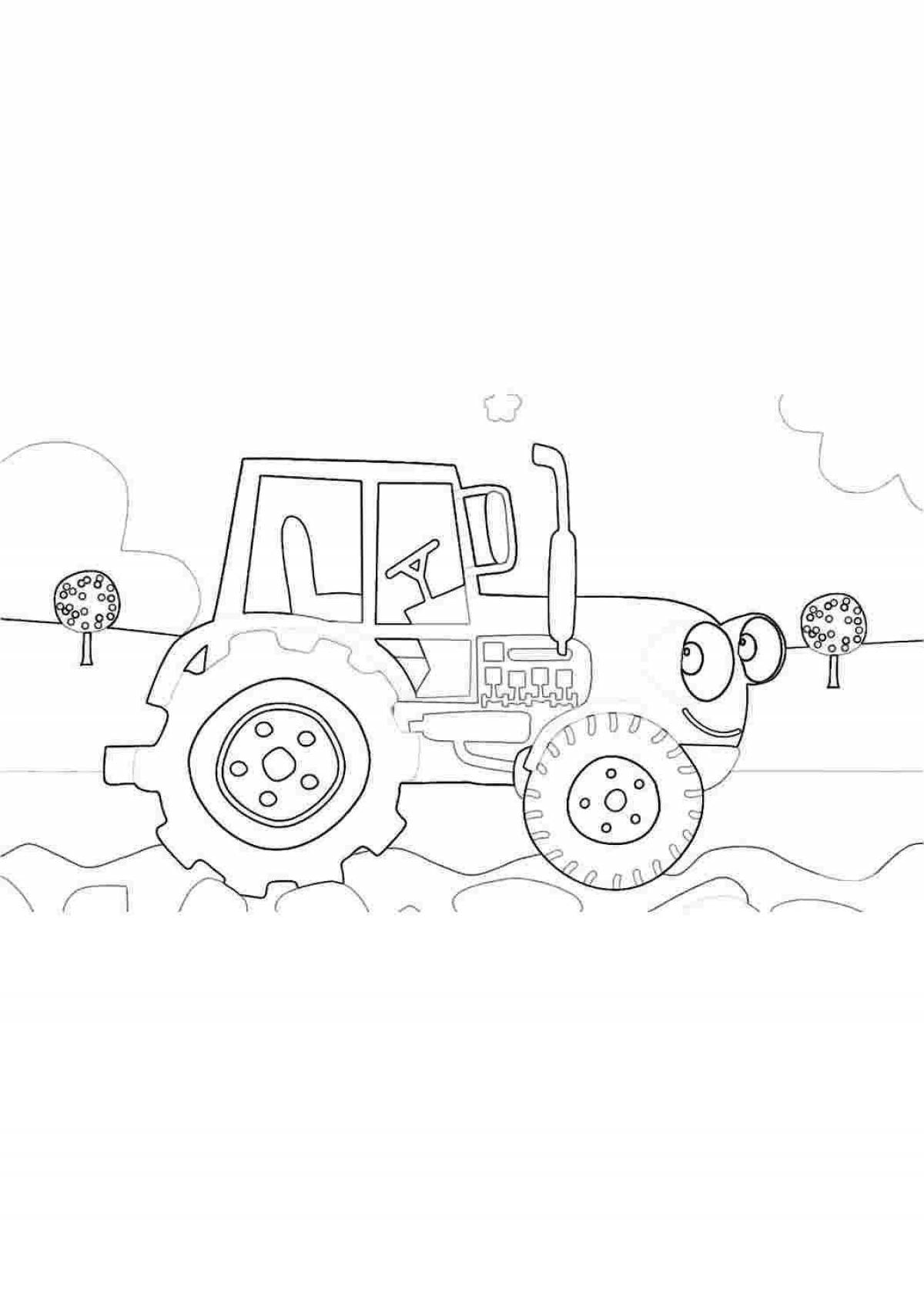 Gorgeous blue tractor coloring page