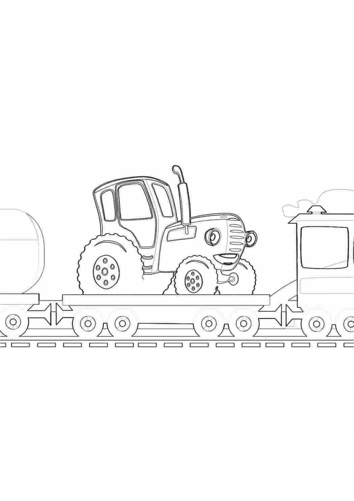 Excellent blue tractor coloring page