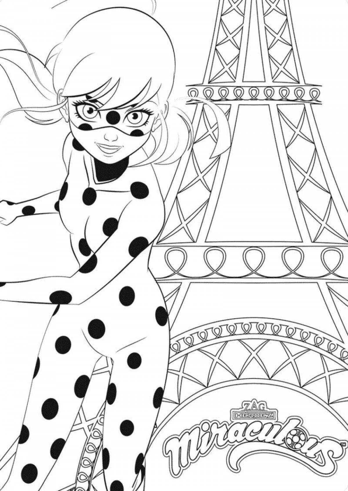 Coloring page graceful ladybug and super cat
