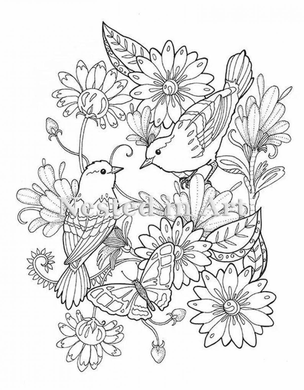 Adorable coloring book for girls nature and flowers animals