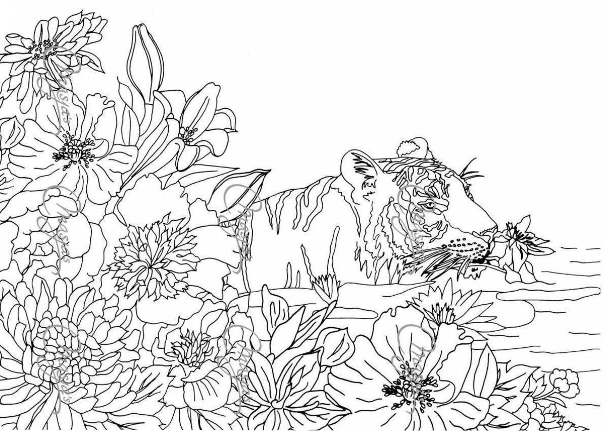 Великолепная раскраска для девочек природа и цветы животные