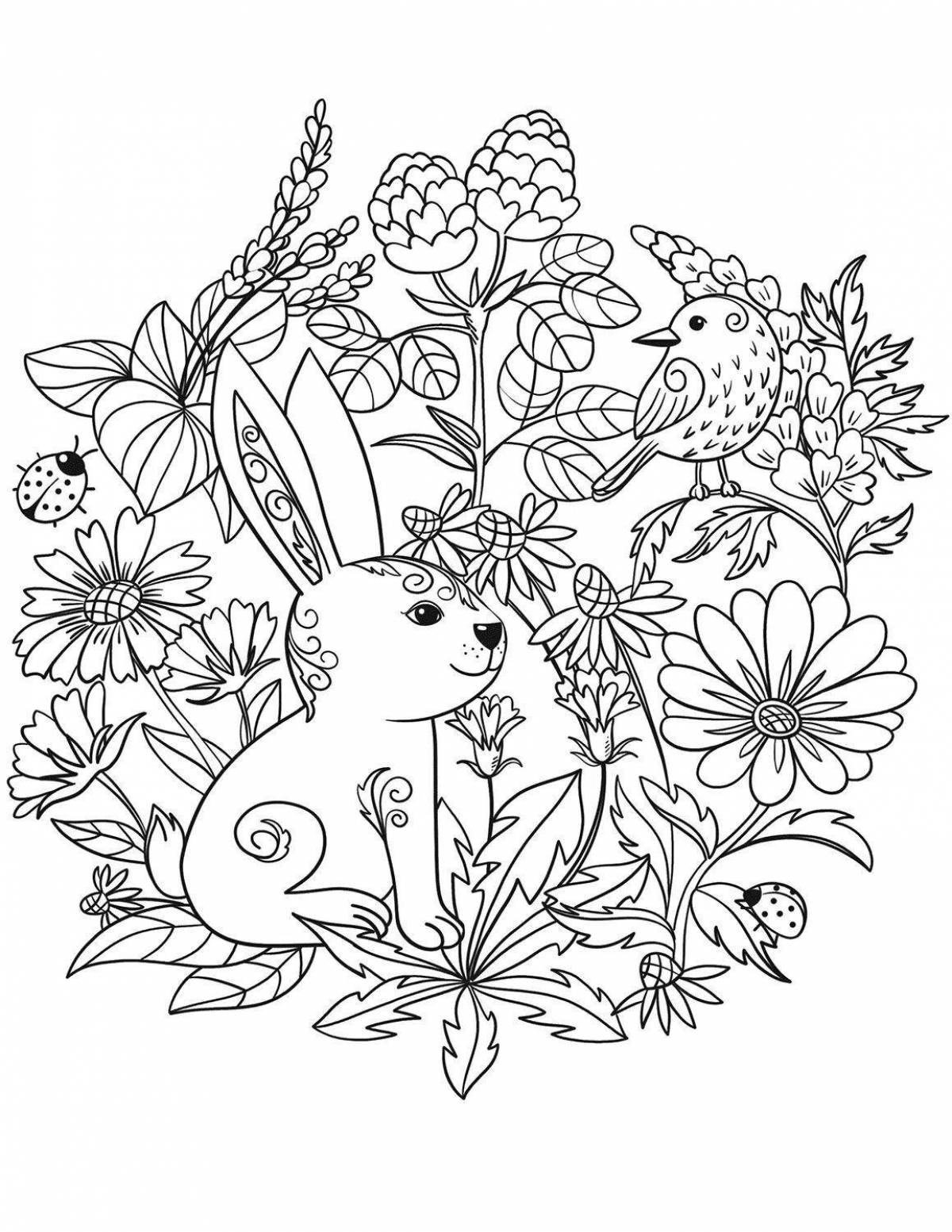 Beautiful coloring book for girls nature and flowers animals