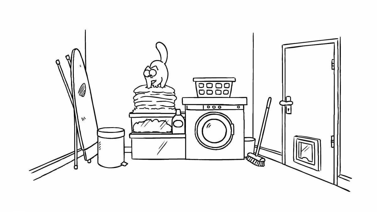 Adorable laundry coloring page