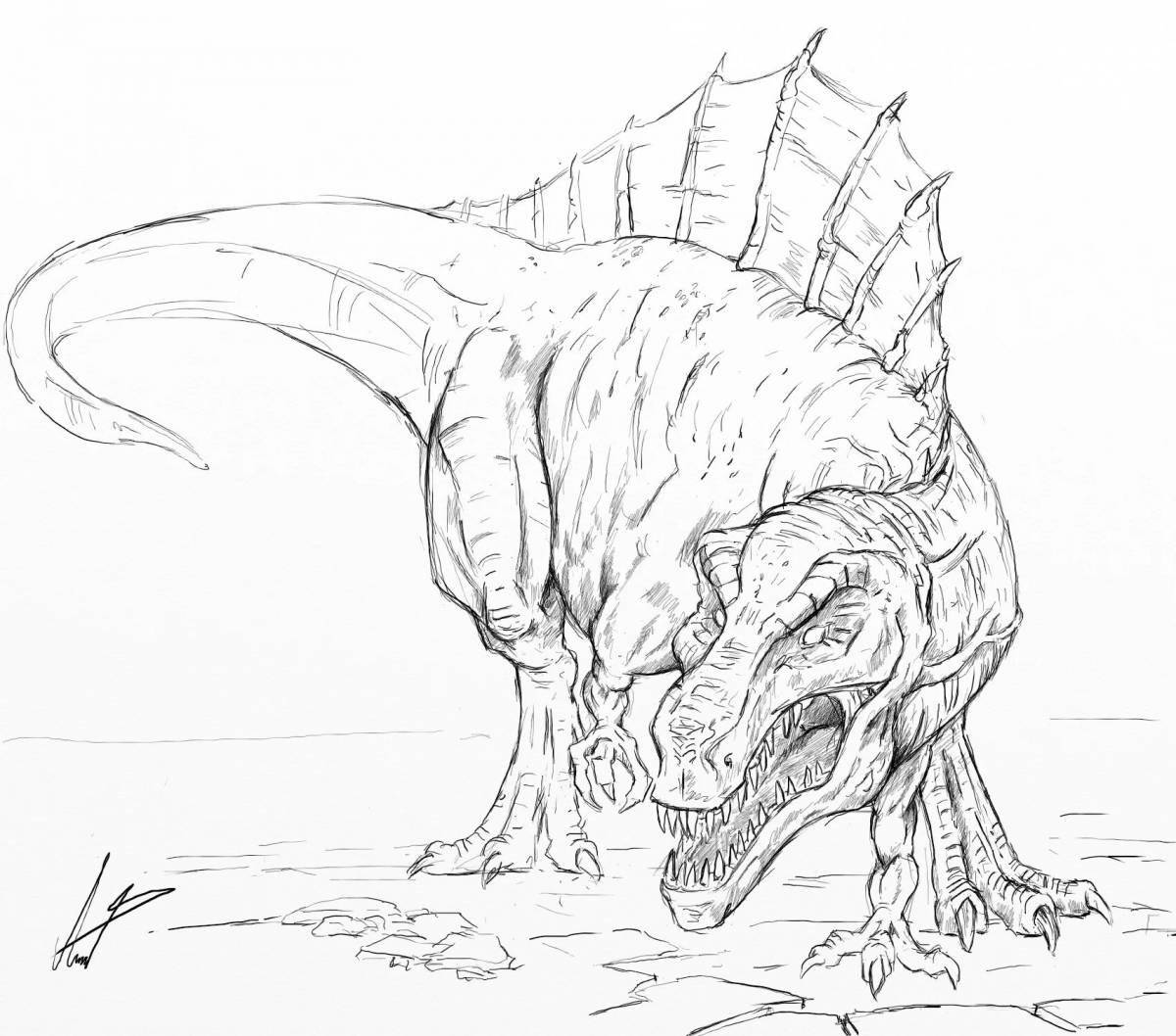 Удивительная страница раскраски спинозавра