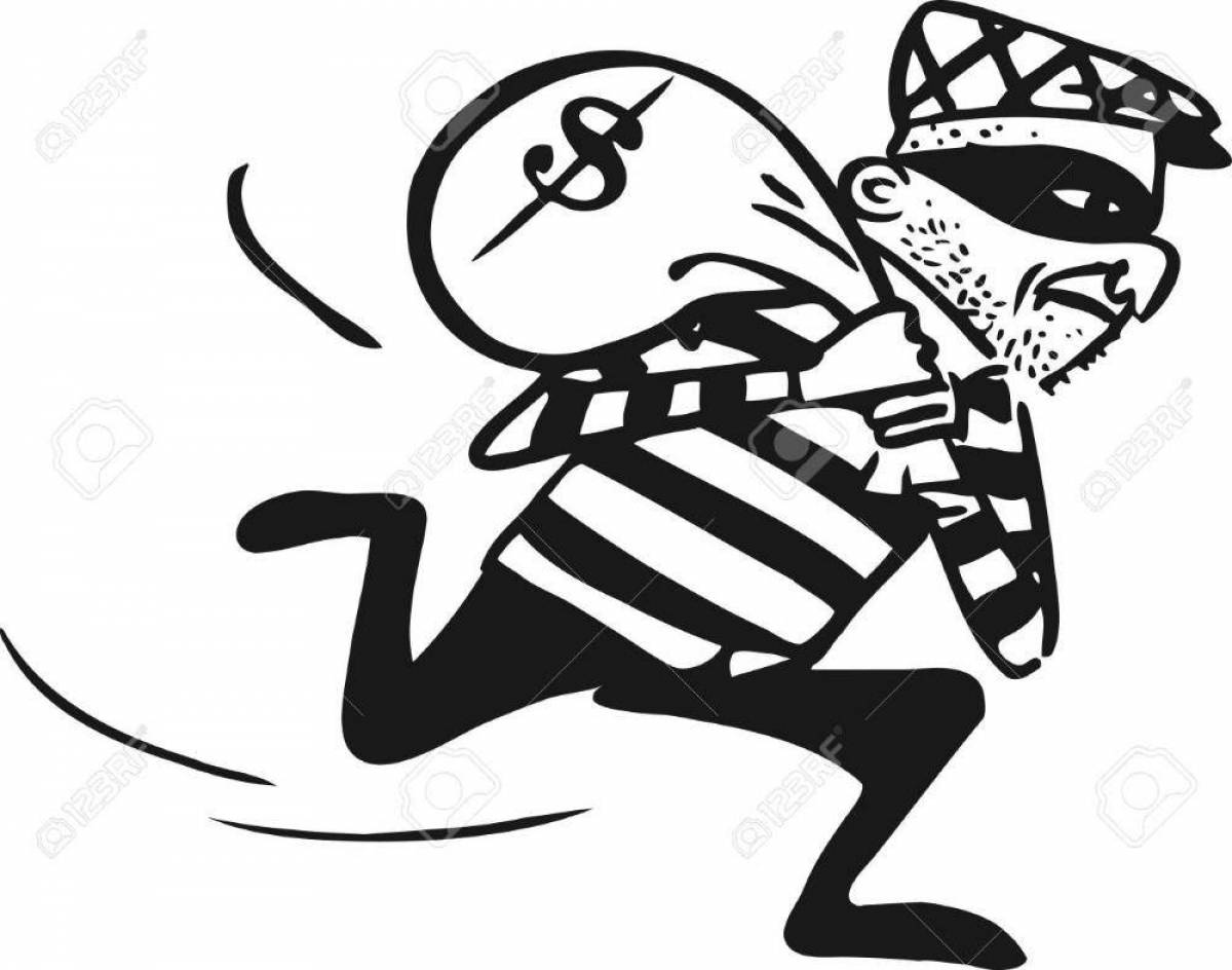 Naughty thief coloring page
