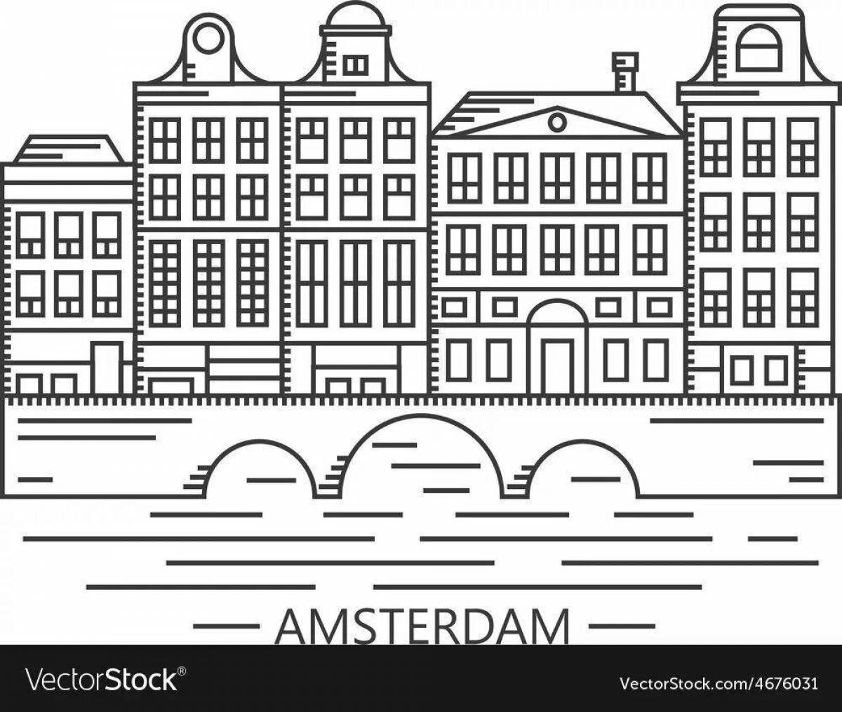 Красочный амстердам раскраска