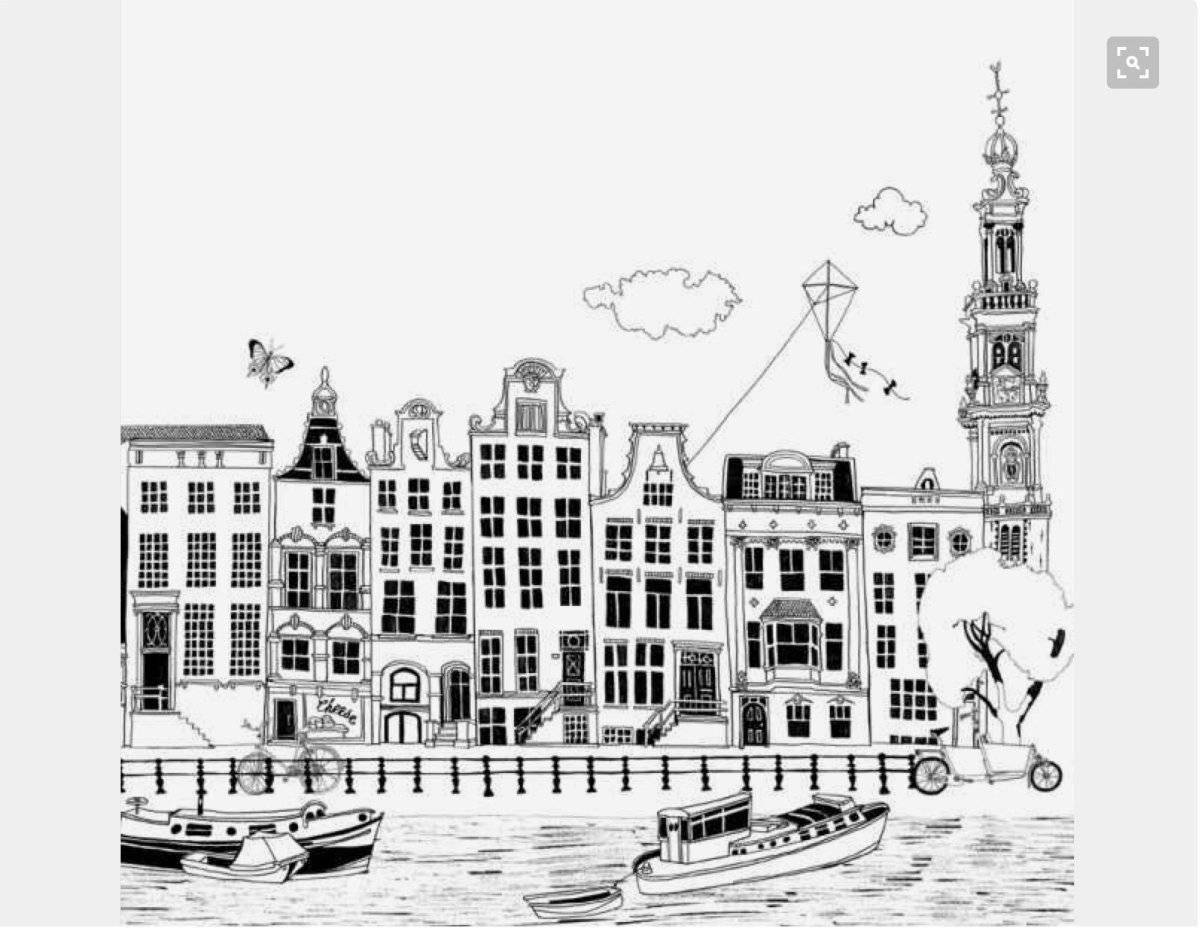Coloring page charming amsterdam