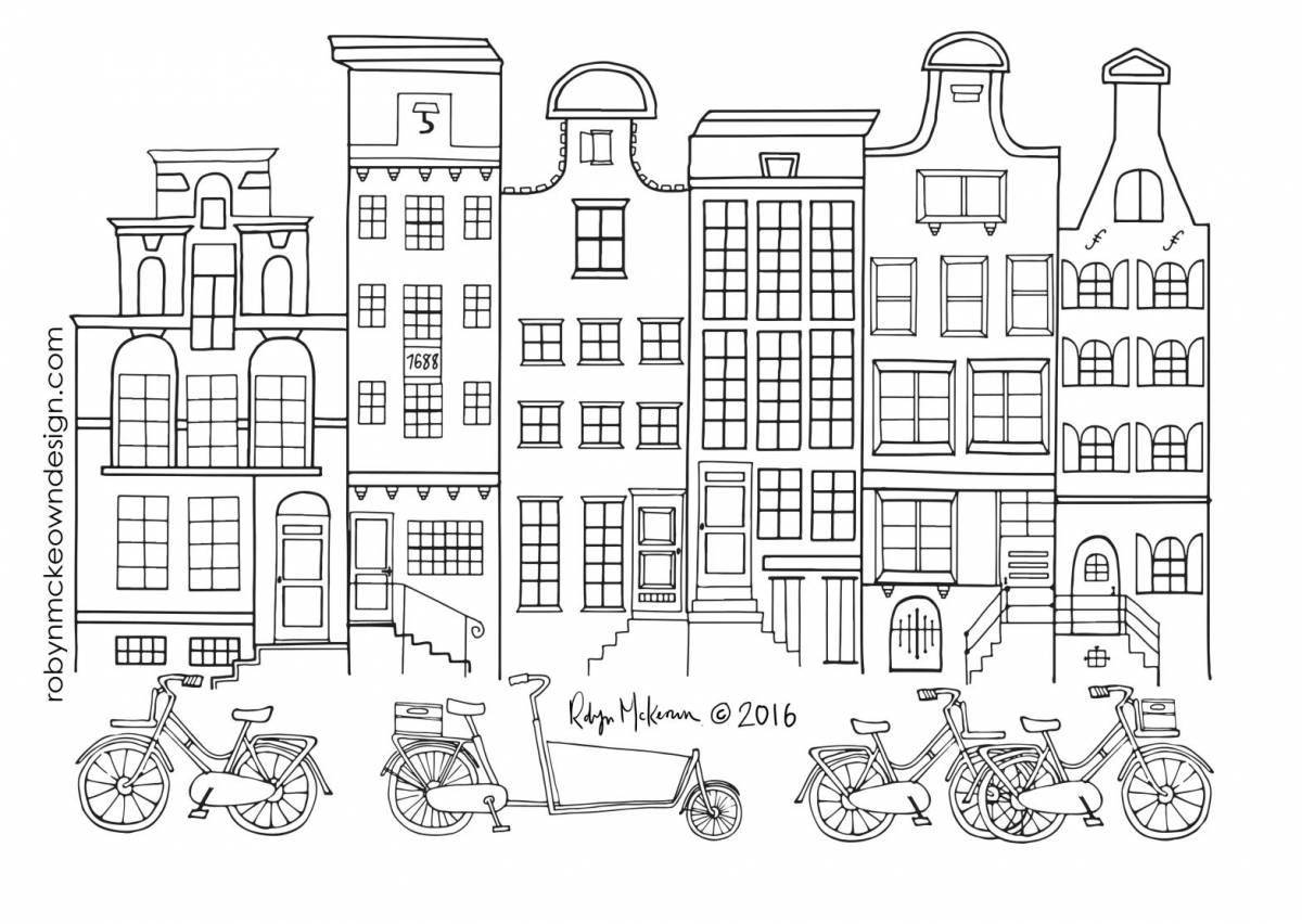 Coloring page dazzling amsterdam