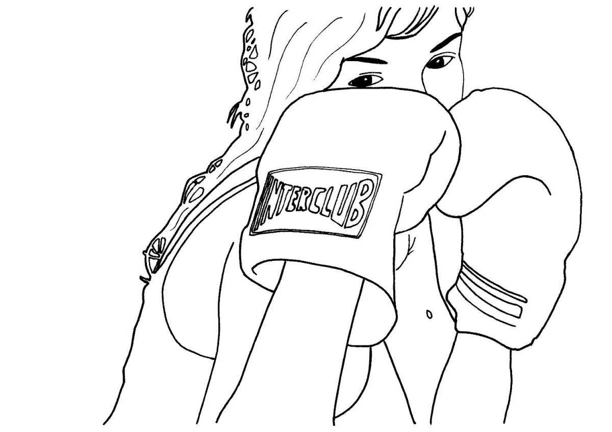 Attractive kickboxing coloring page