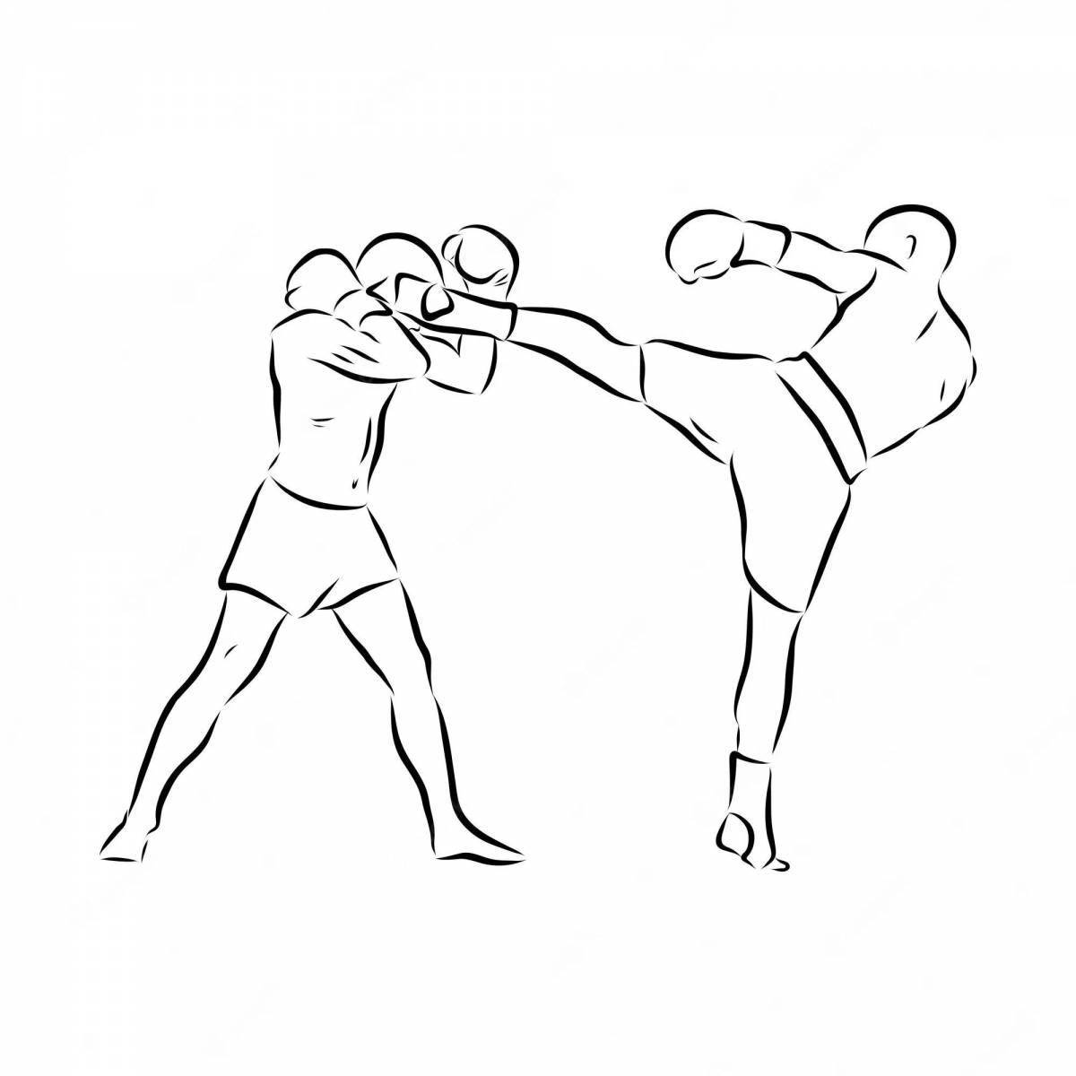 Powerful kickboxing coloring page