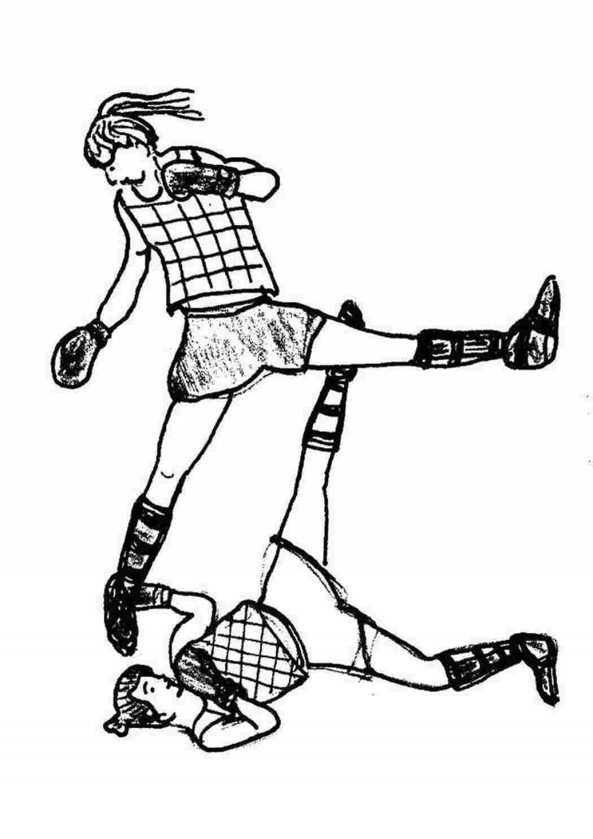 Tempting kickboxing coloring page