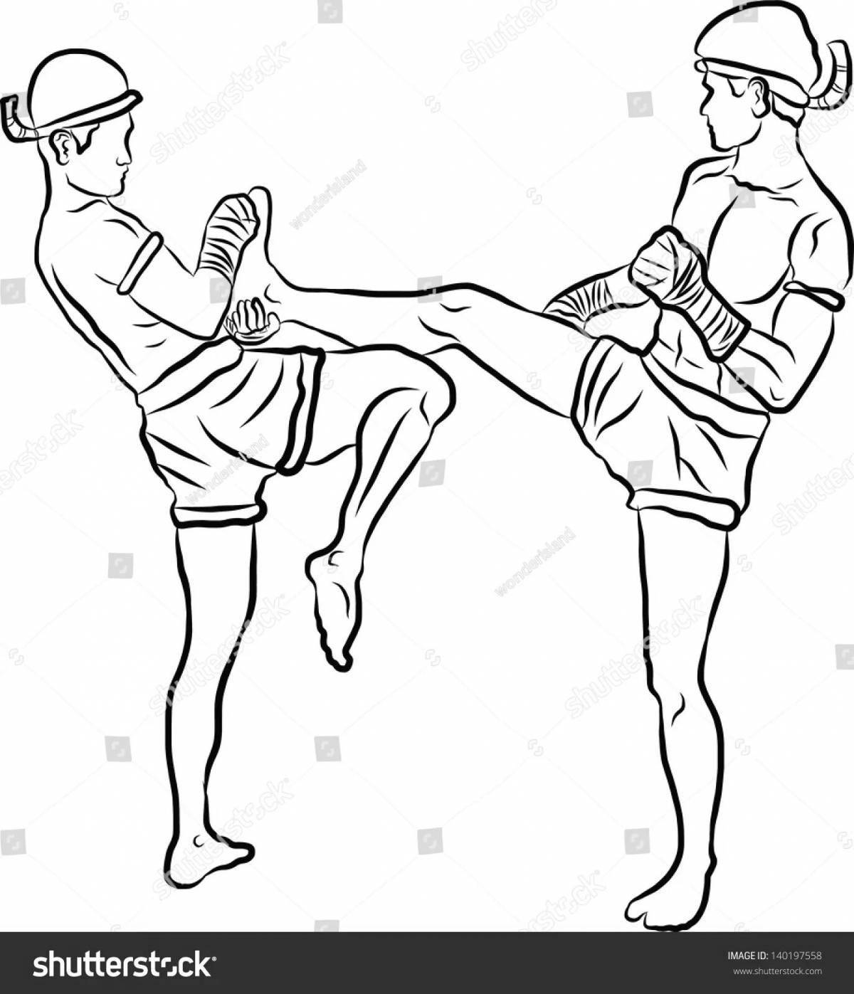 Adorable kickboxing coloring page