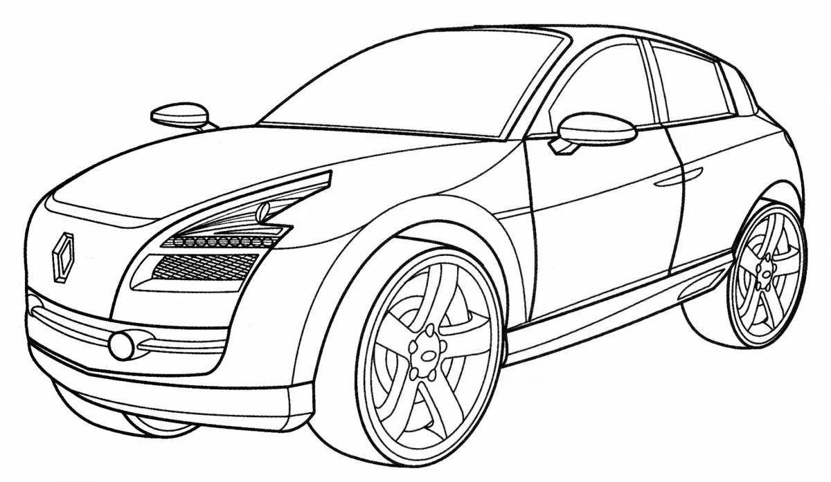 Glowing coloring pages of foreign cars