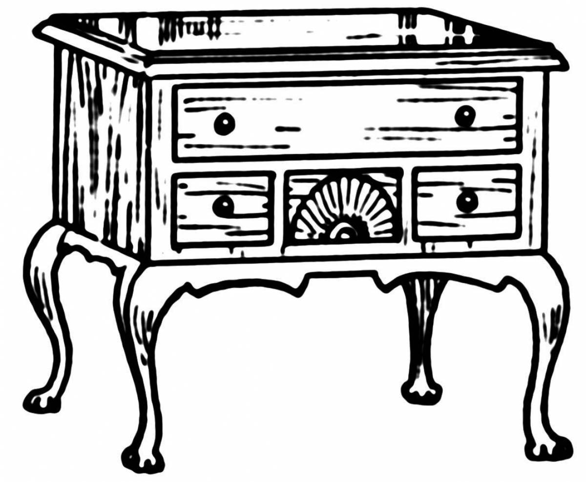 Colorful nightstand coloring page