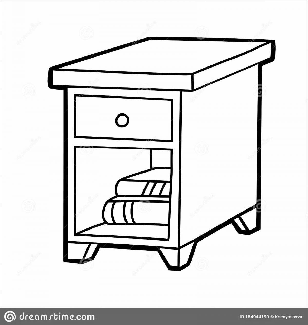 Coloring book shining bedside table