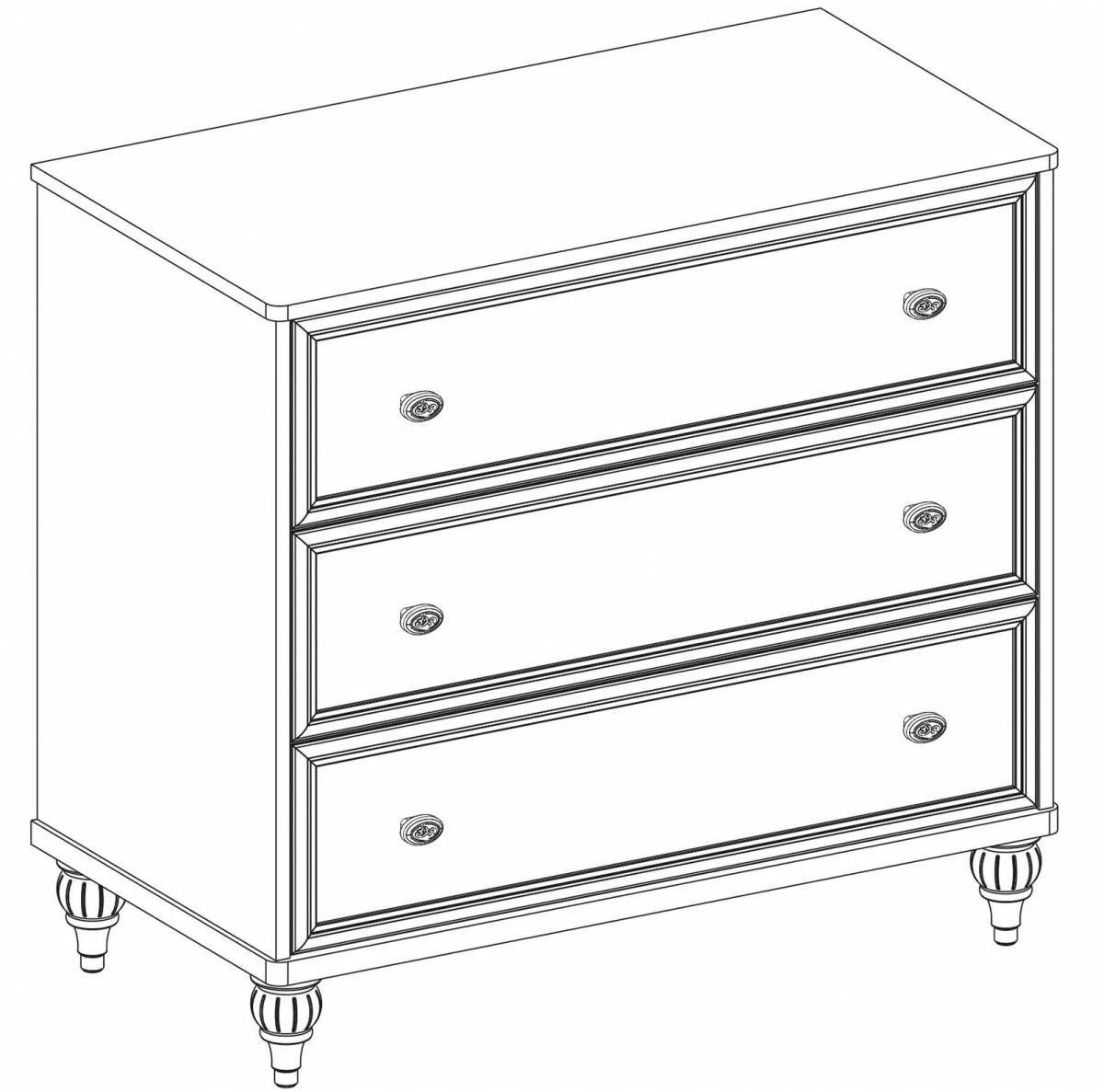 Coloring page with ornate bedside table