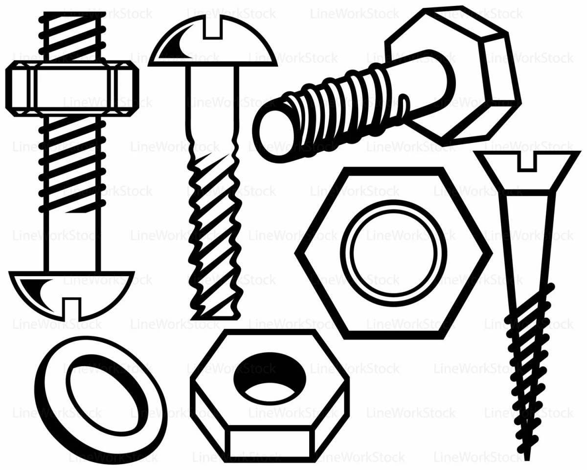 Colorful screw coloring page