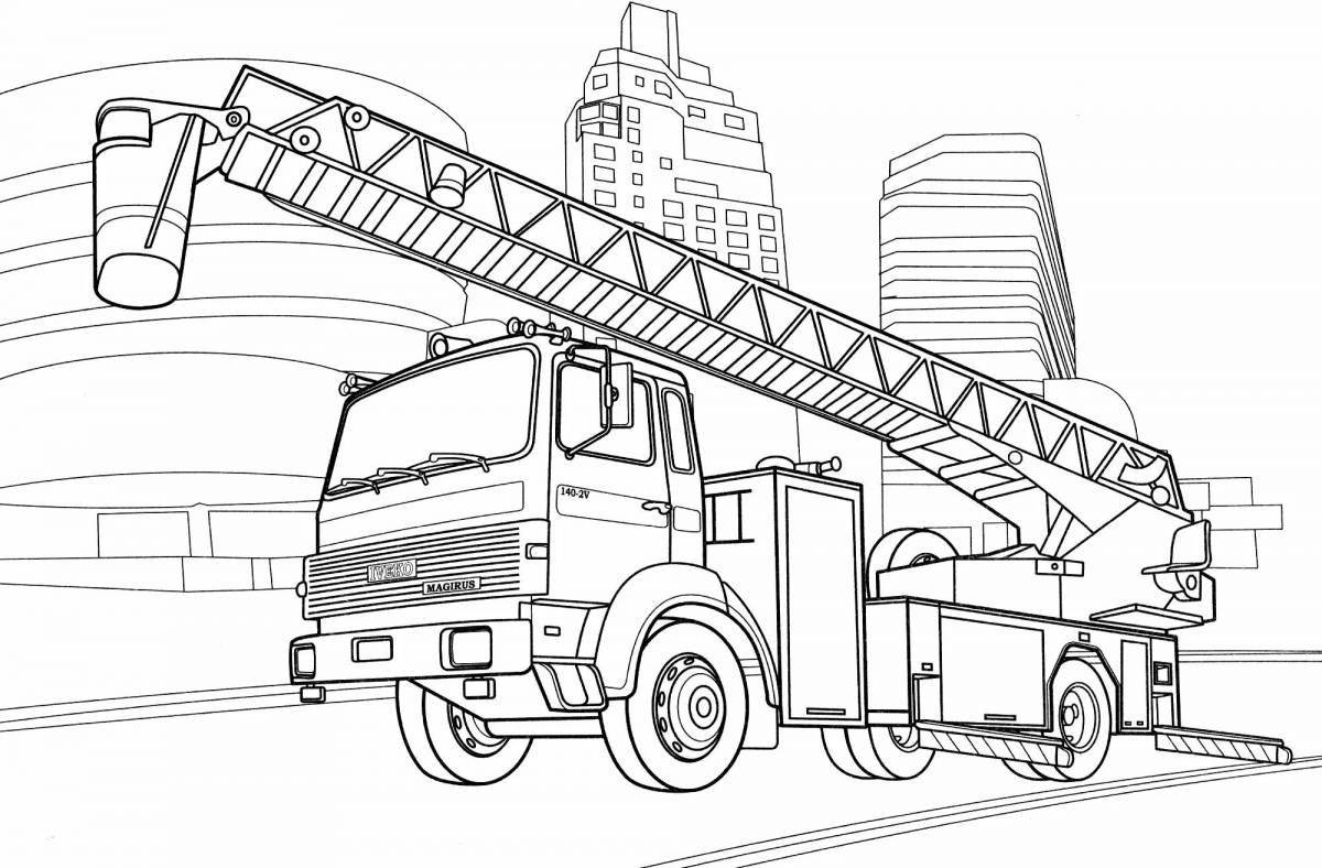 Fun coloring page with aerial platform