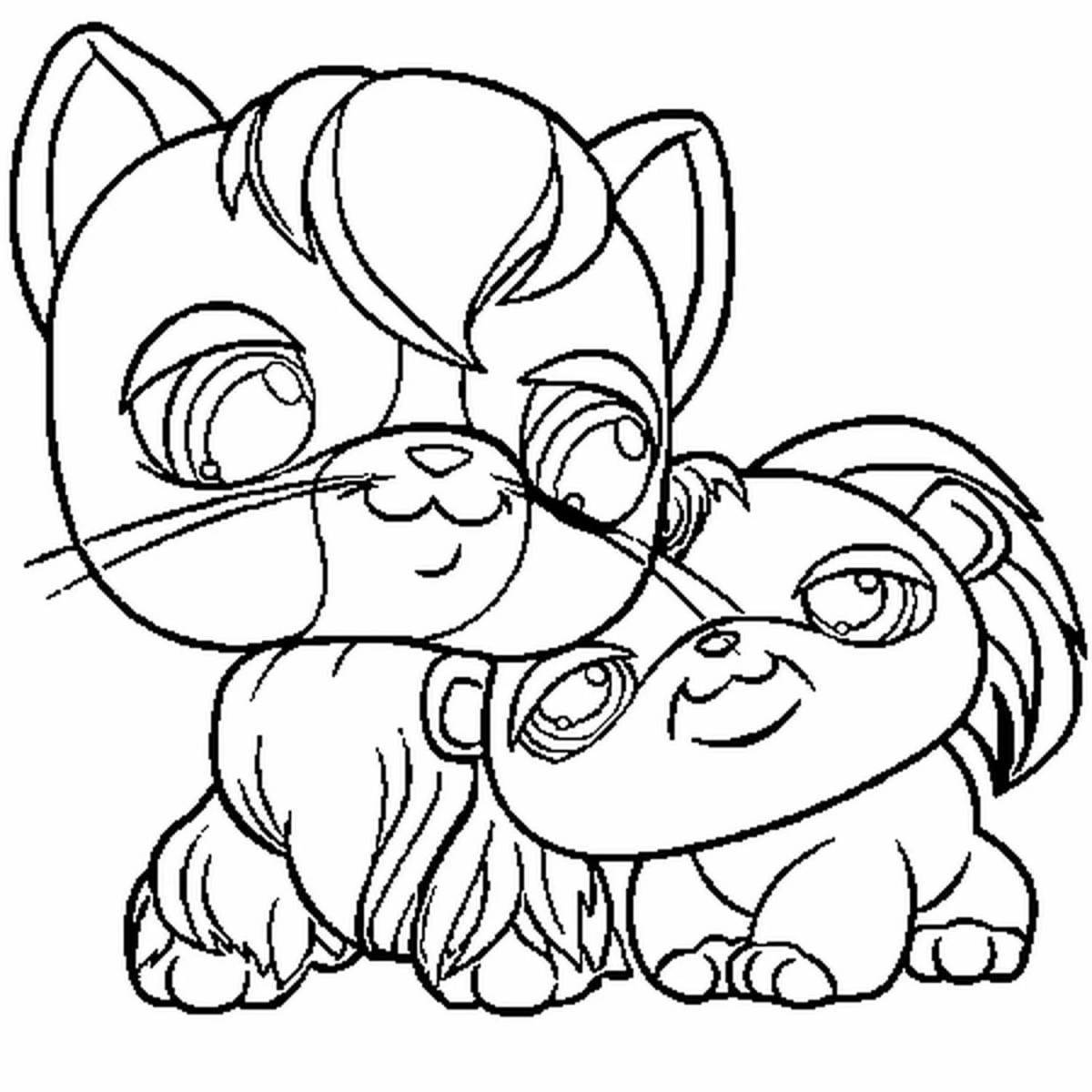 Joyful pet coloring pages